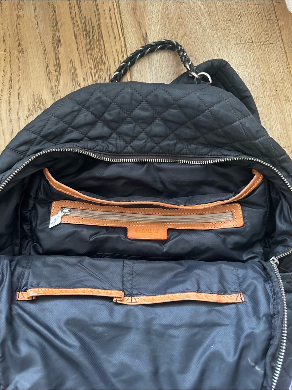 MZ Wallace Black Crosby Quilted Backpack with Silver Hardware - Picture 8 of 9